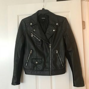 Express Leather Quilted Moto Jacket